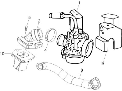 Complete carburator - Toevoeraansluiting